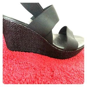 Wedge sling back heels